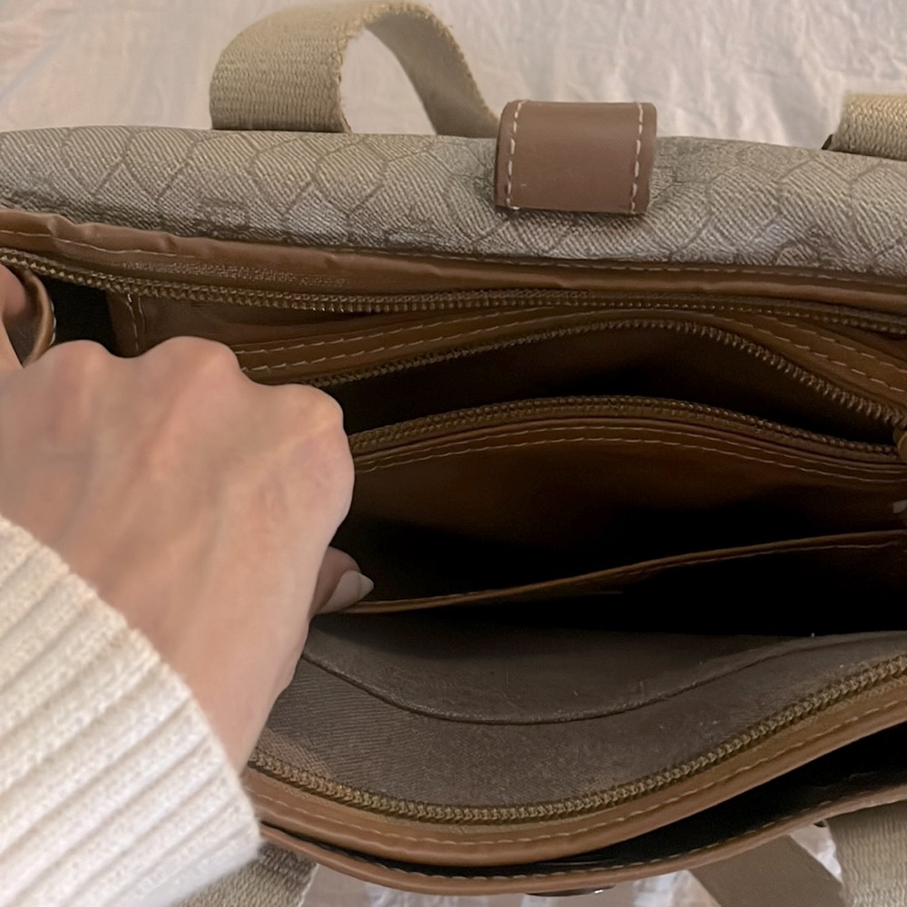 Vintage Christian Dior Satchel Handbag  beige with brown honeycomb design - Picture 5 of 7